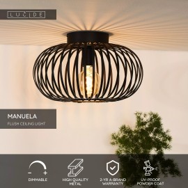 MANUELA Griestu lampa Ø39,5cm 1x60W E27 melna (Lucide)