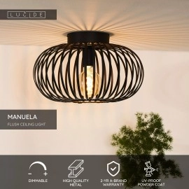 MANUELA Griestu lampa Ø39,5cm 1x60W E27 melna (Lucide)