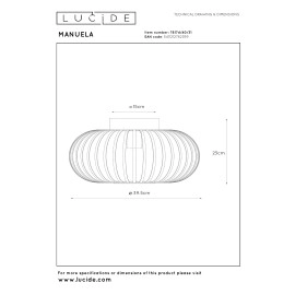 Griestu lampa MANUELA Ø39.5 1xE27 60W balta (Lucide)
