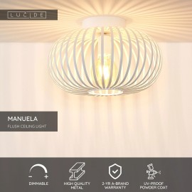 Griestu lampa MANUELA Ø39.5 1xE27 60W balta (Lucide)
