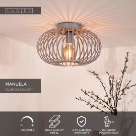 Griestu lampa MANUELA Ø39.5 1xE27 60W pelēka (Lucide)