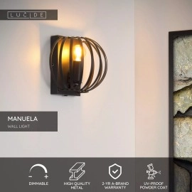 Sienas lampa MANUELA 1xE14 40W melna (Lucide)