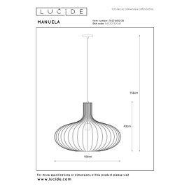 MANUELA piekaramā lampa Ø 50 cm 1xE27, melna (Lucide)