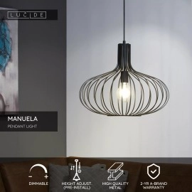 MANUELA piekaramā lampa Ø 50 cm 1xE27, melna (Lucide)
