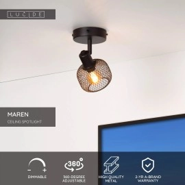 MAREN griestu prožektors 1xE14 melna (Lucide)