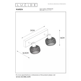 MAREN griestu prožektors 2xE14 matēta zelta / misiņa (Lucide)