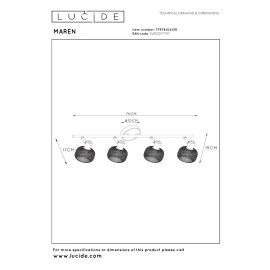 MAREN griestu prožektors 4xE14 melna (Lucide)