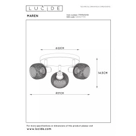 MAREN griestu prožektors Ø37 cm 3xE14 melna (Lucide)