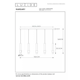 MARGARY piekaramā lampa 103 cm LED 5 x 4,2W 2700K kafijas krāsā (Lucide)