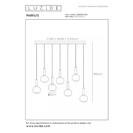 MARIUS piekaramā lampa 7xE27 melna / dūmakaini pelēka (Lucide)