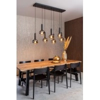 MARIUS piekaramā lampa 7xE27 melna / dūmakaini pelēka (Lucide)