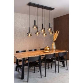 MARIUS piekaramā lampa 7xE27 melna / dūmakaini pelēka (Lucide)