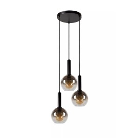 MARIUS piekaramā lampa Ø 48,5 cm 3xE27 melna / dūmakaini pelēka (Lucide)