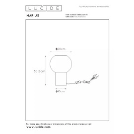 MARIUS galda lampa Ø20 cm 1xE27 melna (Lucide)