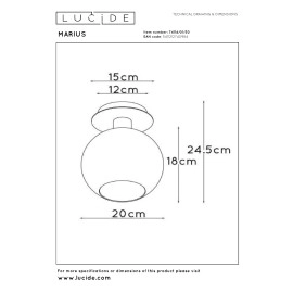 MARIUS griestu lampa Ø20 cm 1xE27 melna / dūmu pelēka (Lucide)