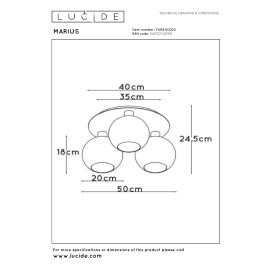 MARIUS griestu lampa Ø50 cm 3xE27 matēta zelta / misiņa (Lucide)