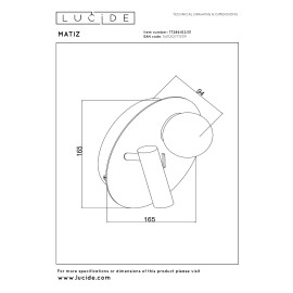MATIZ LED gultas/sienas lampa Ø16,5 cm 3000K USB balta (Lucide)