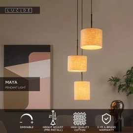 MAYA piekaramā lampa Ø 46 cm 3xE27, krēmkrāsas (Lucide)