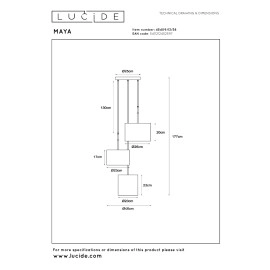 MAYA piekaramā lampa Ø 46 cm 3xE27, krēmkrāsas (Lucide)