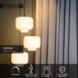 MEDINE piekaramā lampa Ø46 cm 3xE27 40 W opāla (Lucide)