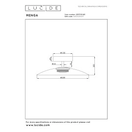 MENGA griestu lampa Ø40 cm LED 11W 2700K dūmu pelēka (Lucide)