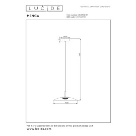MENGA dimmējama LED piekaramā lampa 11 W 2700K Ø40 opāla (Lucide)