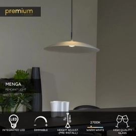 MENGA dimmējama LED piekaramā lampa 18,6 W 2700K Ø60 opāla (Lucide)
