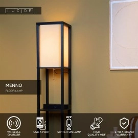 MENNO stāvlampa ar bezvadu uzlādi 1 x 60 W E27 melna (Lucide)