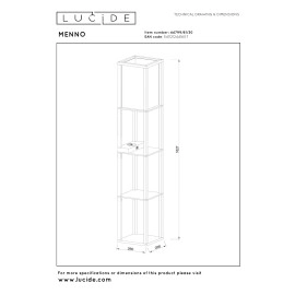 MENNO stāvlampa ar bezvadu uzlādi 1 x 60 W E27 melna (Lucide)