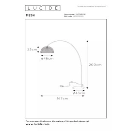 MESH loka stāvlampa 167x46 cm E27 melna (Lucide)