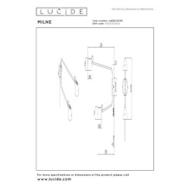 MILNE sienas lampa LED 2x8 W 2700 K melna (Lucide)