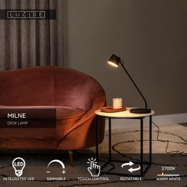 MILNE galda lampa LED 1x8 W 2700 K melna (Lucide)