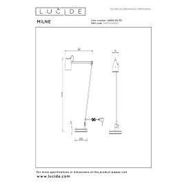 MILNE stāvlampa lasīšanai LED 1x8 W 2700 K melna (Lucide)