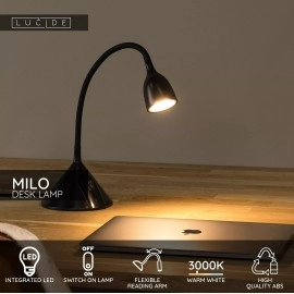 MILO galda lampa LED 3,2W 3000K melna (Lucide)