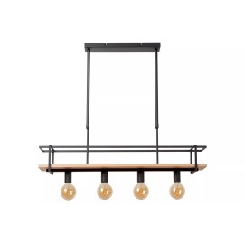 MILONGA piekaramā lampa 100 cm 4 x E27 melna/koka (Lucide)