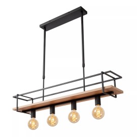 MILONGA piekaramā lampa 100 cm 4 x E27 melna/koka (Lucide)