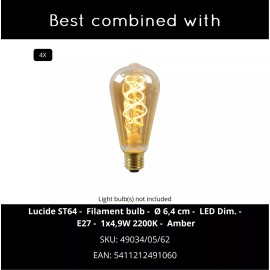 MILONGA piekaramā lampa 100 cm 4 x E27 melna/koka (Lucide)