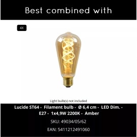 MILONGA piekaramā lampa 100 cm 4 x E27 melna/koka (Lucide)