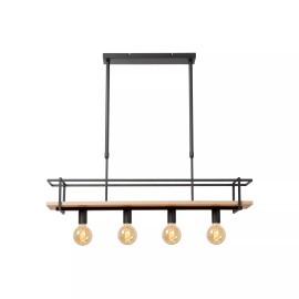 MILONGA piekaramā lampa 100 cm 4 x E27 melna/koka (Lucide)