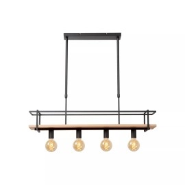 MILONGA piekaramā lampa 100 cm 4 x E27 melna/koka (Lucide)