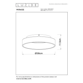 MIRAGE LED griestu gaismeklis 22 W 2700 K balta (Lucide)