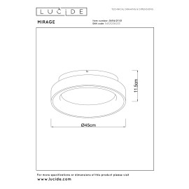 MIRAGE LED griestu gaismeklis Ø45 cm 33W 2700K balts (Lucide)