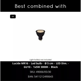 MIRAVELLE piekaramā lampa ar plauktu 110 cm 6 x GU10 melna (Lucide)