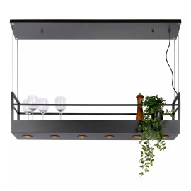 MIRAVELLE piekaramā lampa ar plauktu 110 cm 6 x GU10 melna (Lucide)