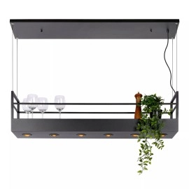 MIRAVELLE piekaramā lampa ar plauktu 110 cm 6 x GU10 melna (Lucide)