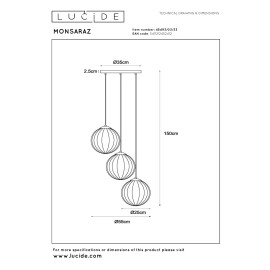 MONSARAZ piekaramā lampa 3x40 W E27 Ø35 cm zaļa (Lucide)