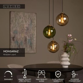 MONSARAZ piekaramā lampa 3x40 W E27 Ø35 cm zaļa (Lucide)