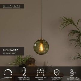 MONSARAZ piekaramā lampa 1x40 W E27 Ø25 cm zaļa (Lucide)