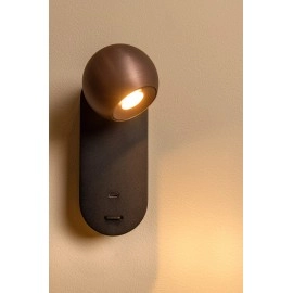 MONTANA sienas lampa ar USB-C LED dimmējama CCT 1x6.3W kafijas brūna (Lucide)