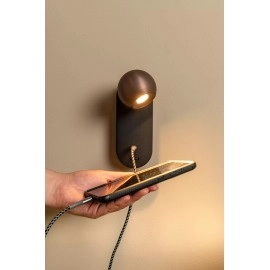 MONTANA sienas lampa ar USB-C LED dimmējama CCT 1x6.3W kafijas brūna (Lucide)